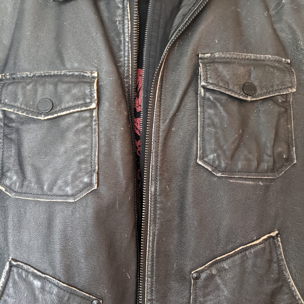 Black Rivet Leather Jacket - Picture 4 of 9